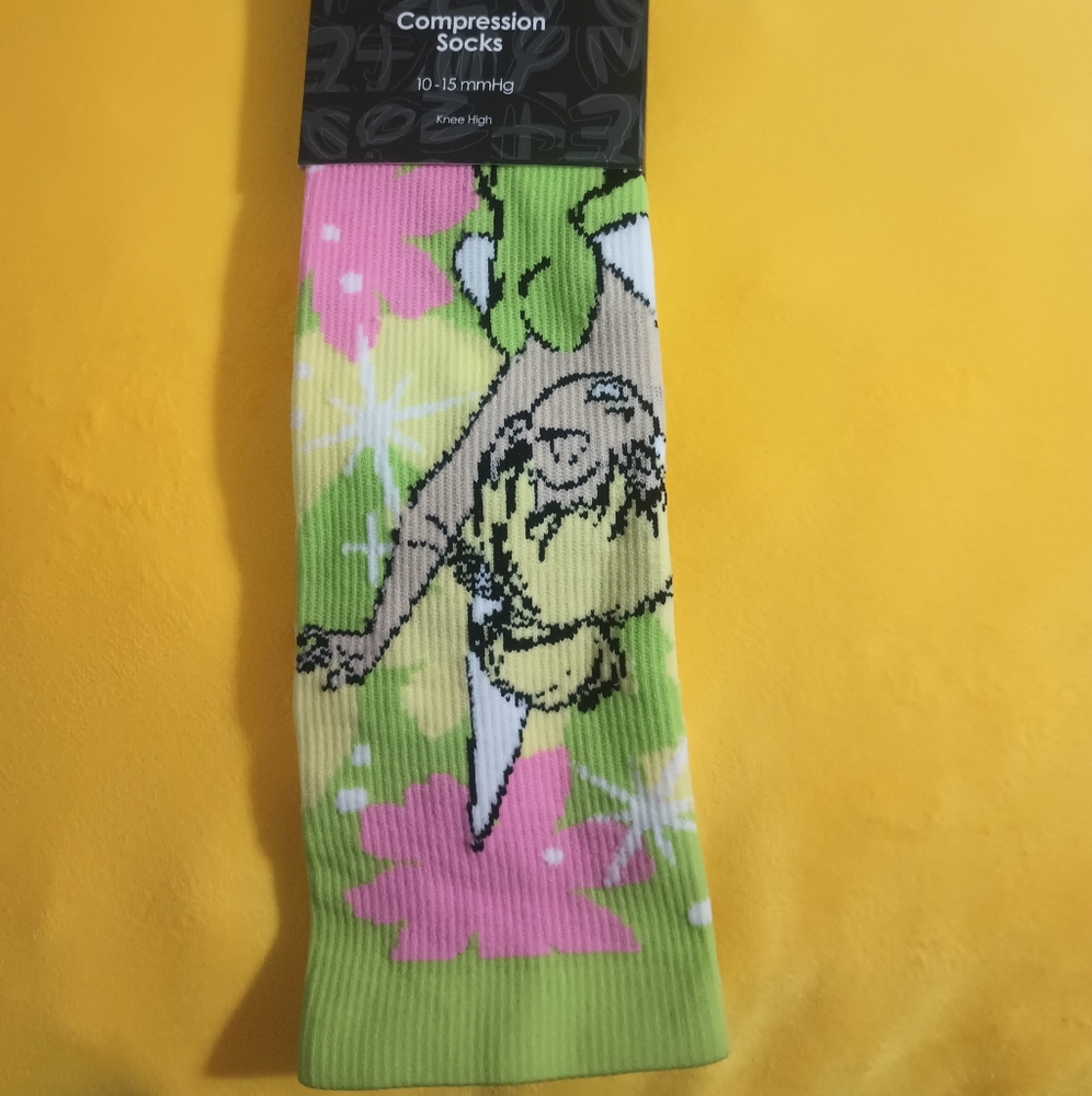 Disney Tinkerbell Compression Socks 10-15 MmHG Knee High